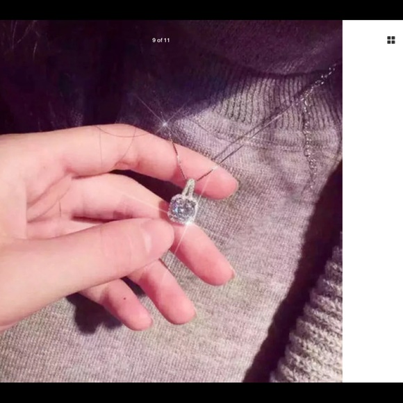 New sterling silver crystal pendant necklace 20” - Picture 7 of 8